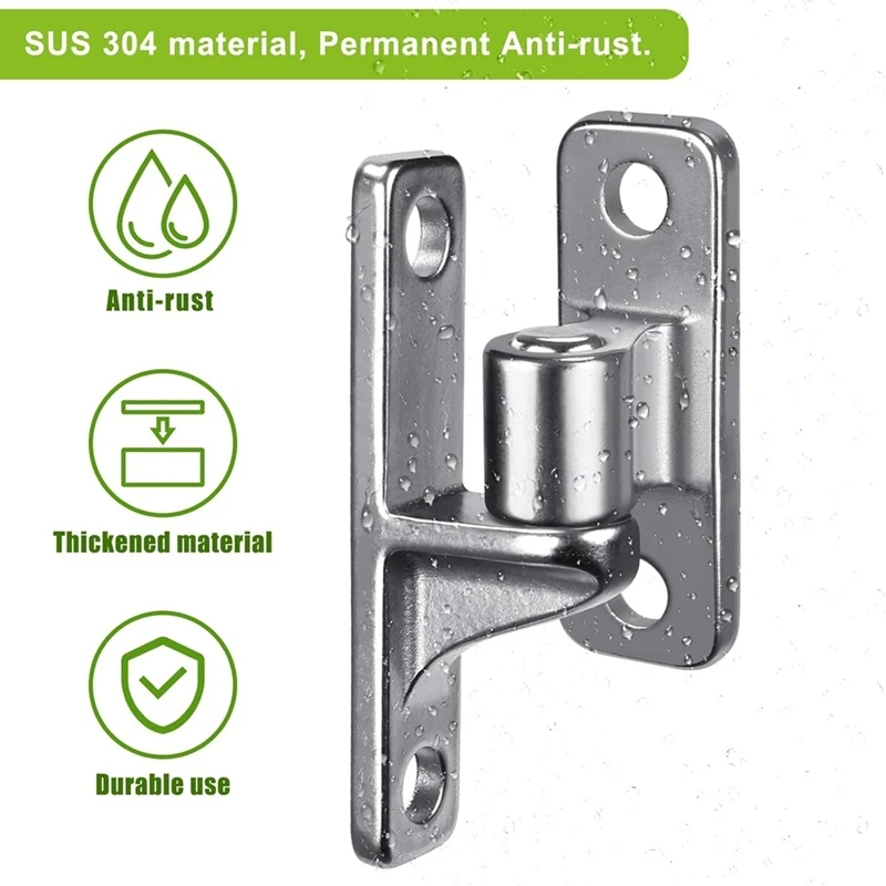 AB15-Stainless Steel Gate Hinges, 2Set Wall Mount Gate Hinges For Farm Gates, With Non-Welding Chain Link Fence Parts 5/8Inch