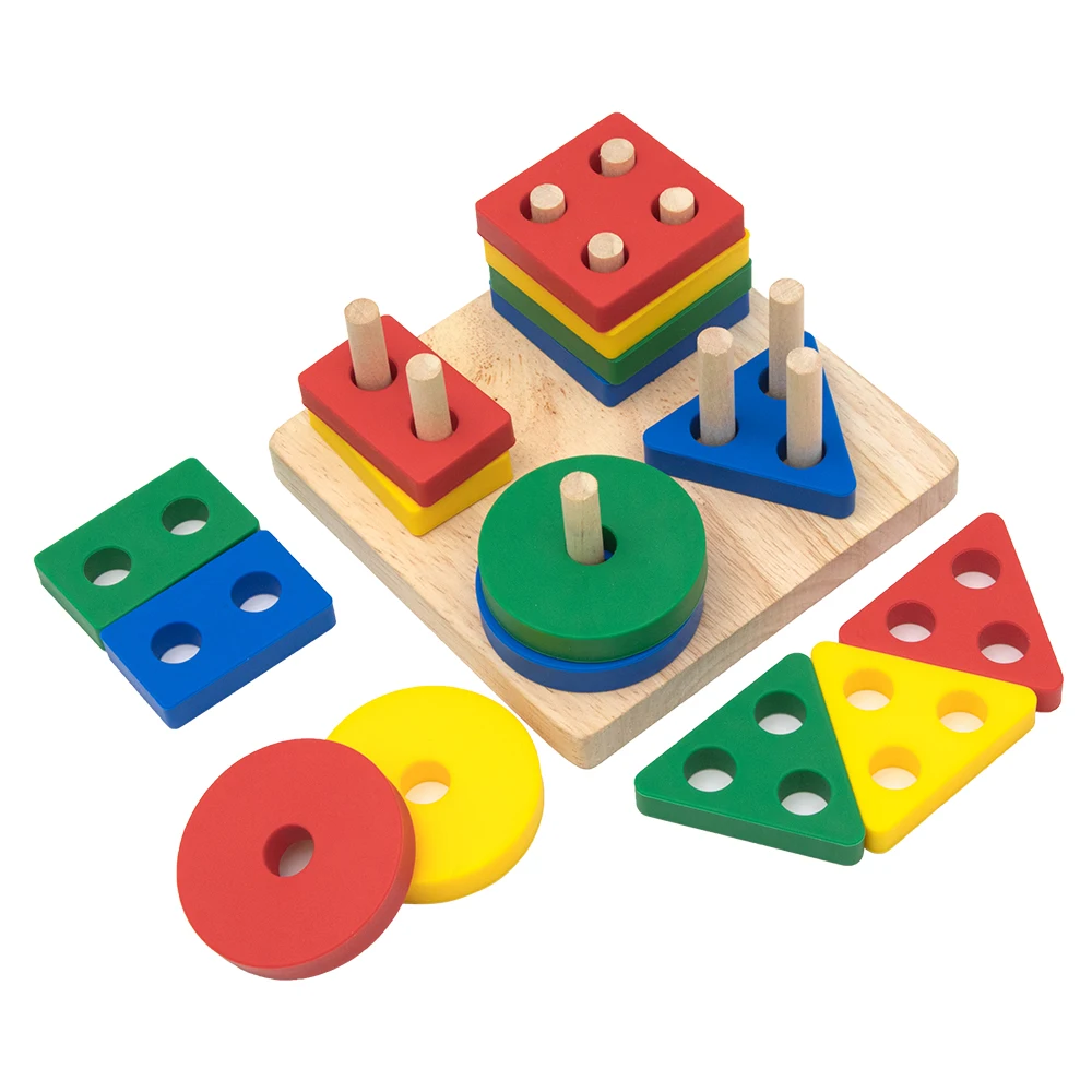 TYRY.HU Silicone Geometric Imposition Building Block Baby Wooden Toys Soft Block Educational Montessori Toys Stacking Block