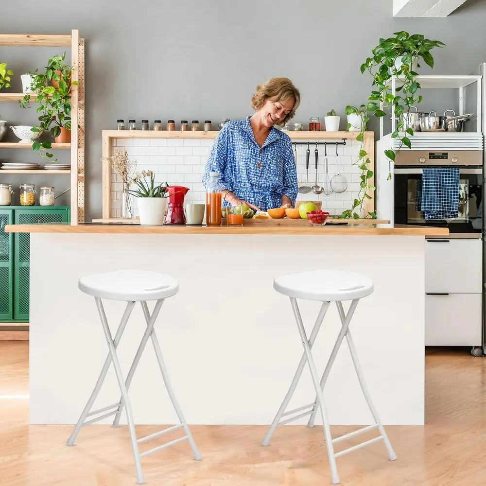 كرسي بلاستيكي محمول 24 قابل للطي بمقبض، شديد التحمل للبالغين، سعة 300 رطل، مناسب للاستخدام الداخلي والخارجي (Whi) #5