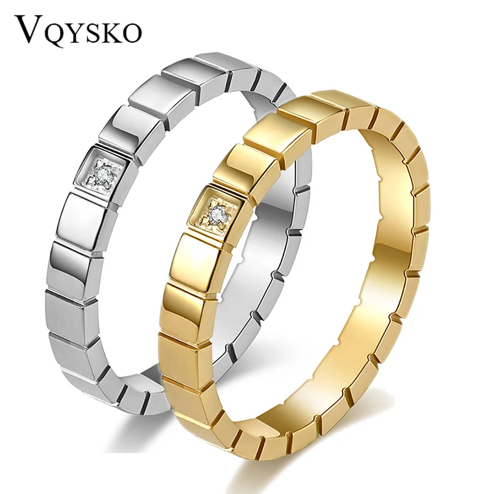 VQYSKO INS Small Square Zircon Set Women\'s Ring Fashion Temperament Wear Simple Single Tail Jewelry