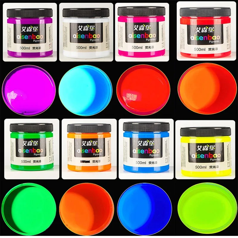 

УФ-флуоресцентная краска 300/500 мл, акриловый текстурный пигмент для DIY-творчества, декора вечеринок и баров