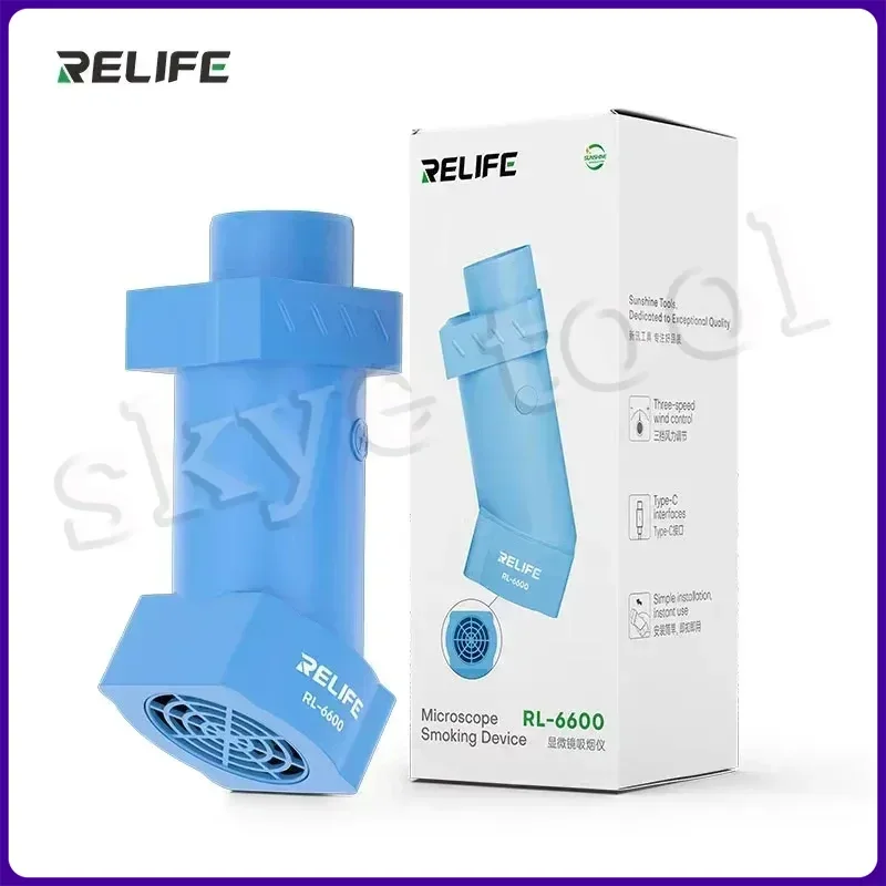 RELIFE RL-6600 Microscope Smoke Extractor Type-C Charging Interface Powerful Airflow Smoke Exhaust Fan Tool For Microscopes