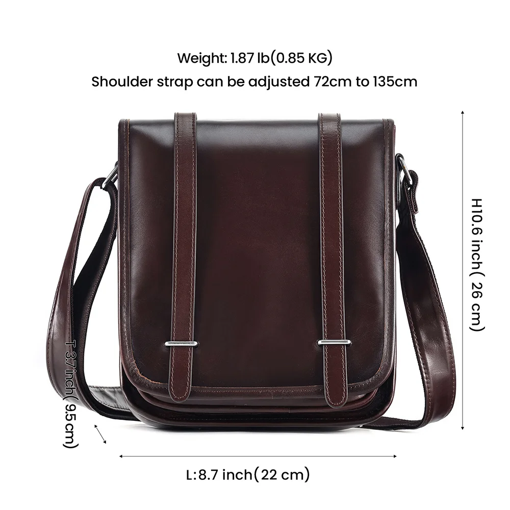 Imagem -06 - Couro Genuíno Bolsa de Ombro para Homens Luxo Cera Óleo Couro Crossbody Bolsas Casuais Pequeno Mensageiro para Viagens de Negócios Trabalho