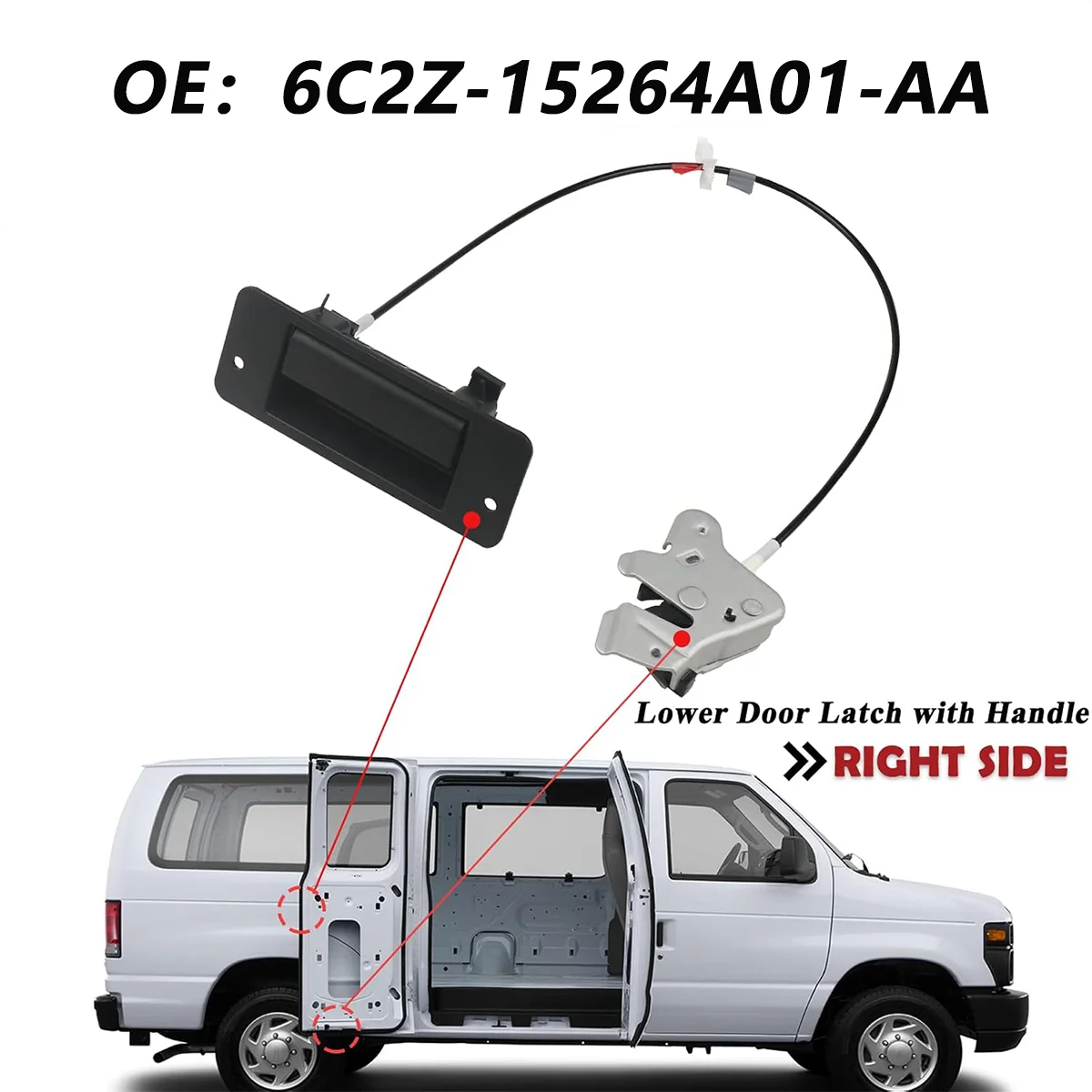 

Нижняя дверная защелка с ручкой в сборе, со стороны пассажира, совместима с Ford E150 E250 E350 Econoline Van Super Duty 1992-2009 гг.