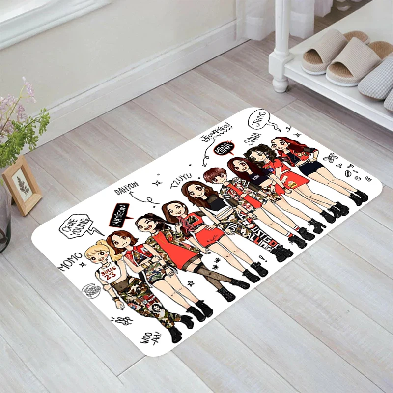 

Kpop TWICE Floor Mat Aesthetic Room Decoration Home Balcony Rugs Kitchen Carpet Doormat Entrance Door Carpets Foot Rug Mats Bath