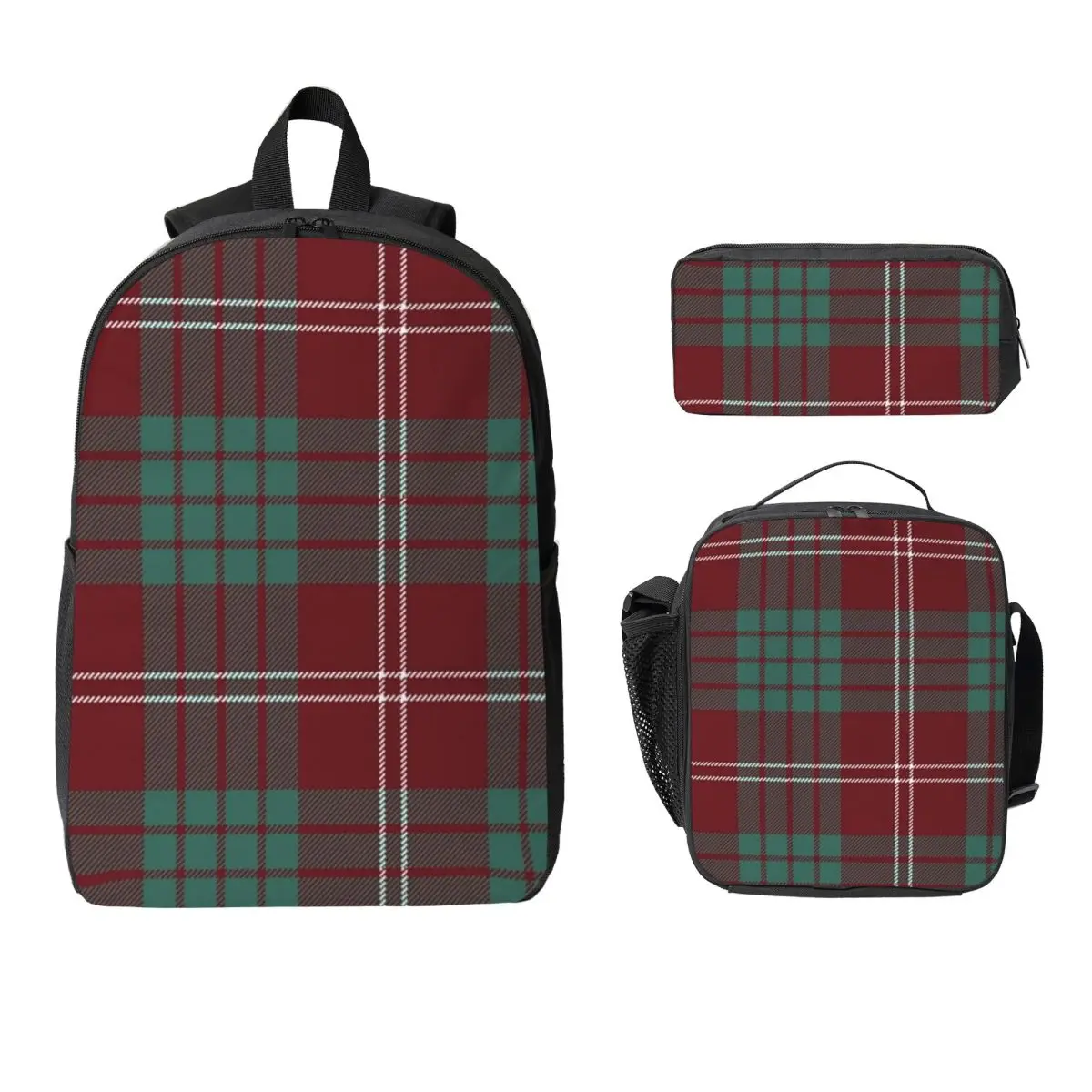 

Clan Crawford Tartan Backpack Student BookBag School Bag Computer Shoulder Bags 3ps Insulated Lunch Bag Pencil Case