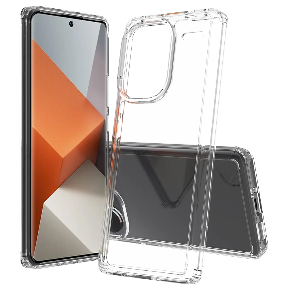 Slim HD Clear Acrylic Case for Xiaomi Redmi Note 13 Pro Plus Pro+ 5G Hybrid Shockproof Cover TPU/PC Back Shell Celula Funda Capa