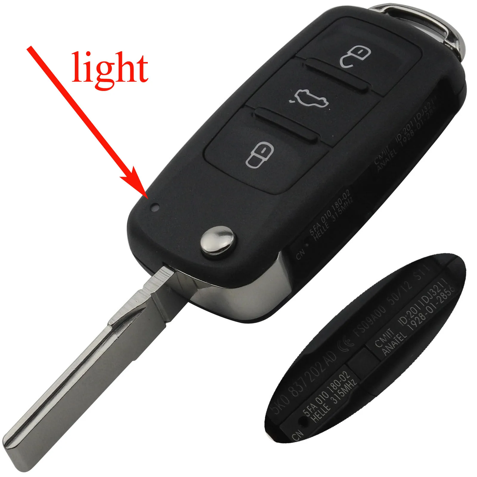 Jingyuqin New Flip Car Key Shell For VW Volkswagen Golf 4 5 7 Passat B5 B6 Tiguan Beetle Polo MK4 Bora Skoda Seat Uncut Blade view 3