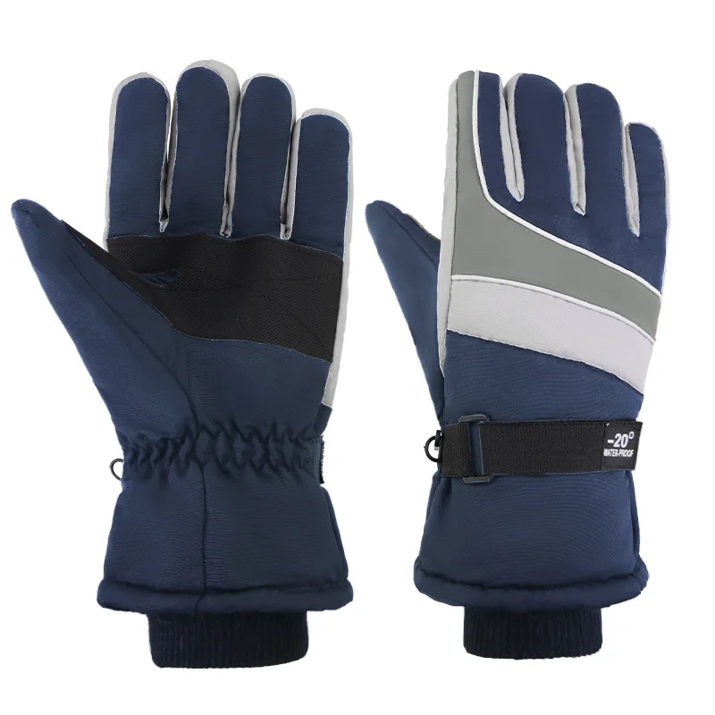Winter Ski Gloves for Men Windproof Thermal Insulated Snow Gloves Adjustable Wrist Strap Snowboard Outdoor Gloves