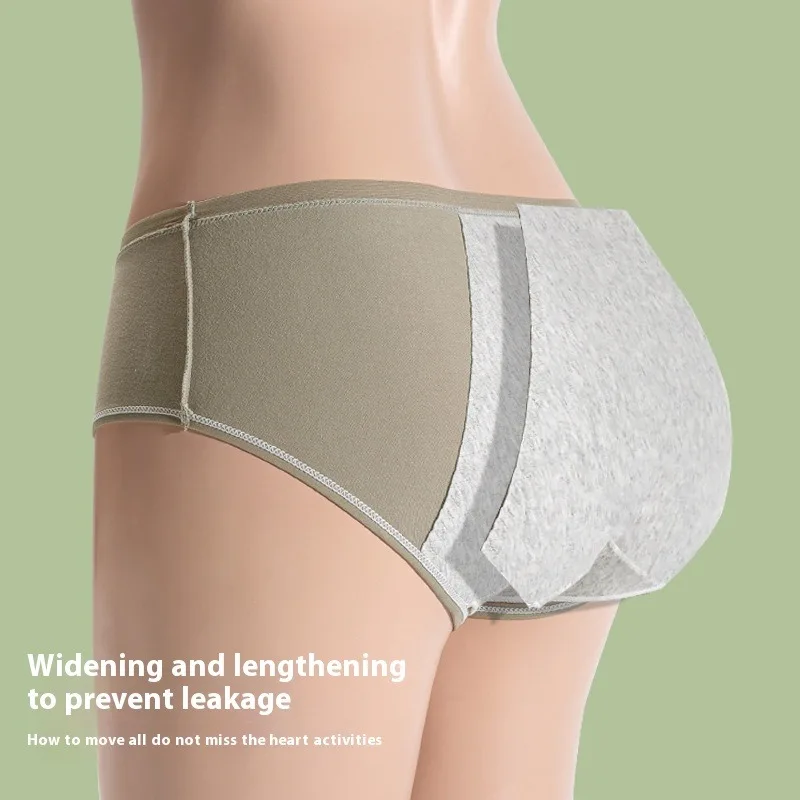 

Women Cotton Gusset Underwear Mid Rise Breathable Period Panties Anti Leakproof Menstrual Underwear Plus Size Triangle Panties