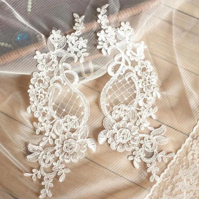 [YU]10Pcs Embroidery Flower Exquisite Trim Patches Lace Applique Sew On Patch Fabric Crafts Stickers Bag Gown Decoration