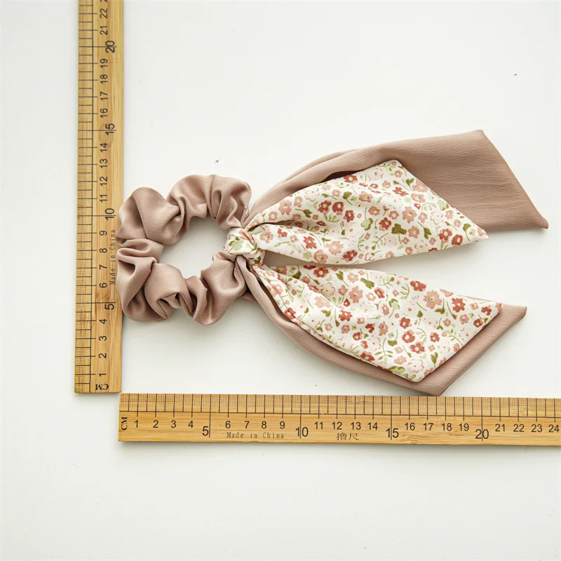 Fashion Floral Hair Bands Girls Bow Scrunchies Korean Pontail  Double-deck Scarf Hair Ties Hair Accessories Hairband Party Gift