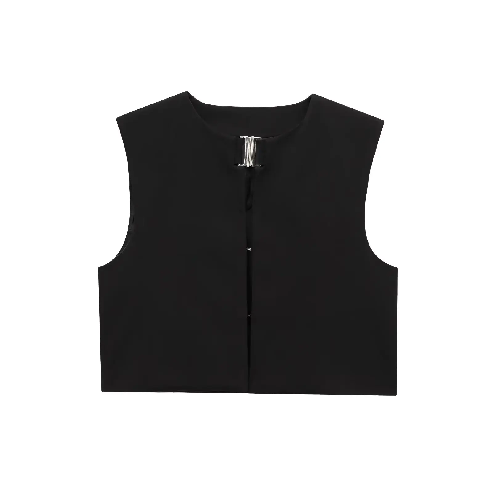 PB&ZA Top corto da donna senza maniche con bottoni sul davanti e pantaloni a gamba larga a vita alta Set da due pezzi per la moda estiva