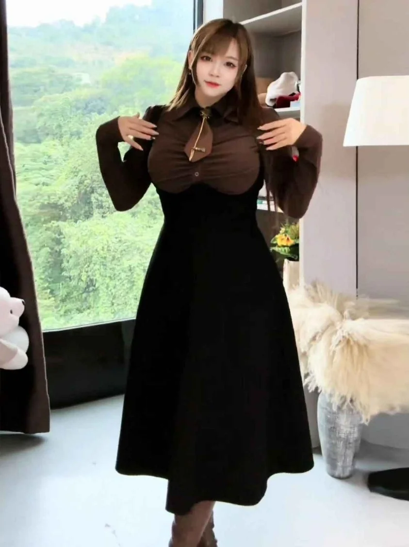 

plus Size Slimming JK orm Set Spring Autumn Spicy Girl Fibone Long Skirt Two Piece Set Pure Desire Faionable Workwear