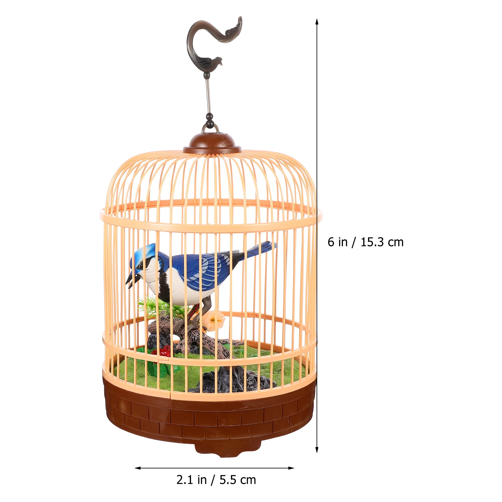 케이지 지저귀는 데스크탑 노래 플라스틱 이동 시뮬레이션을 갖춘 음성 제어 가짜 새 장난감