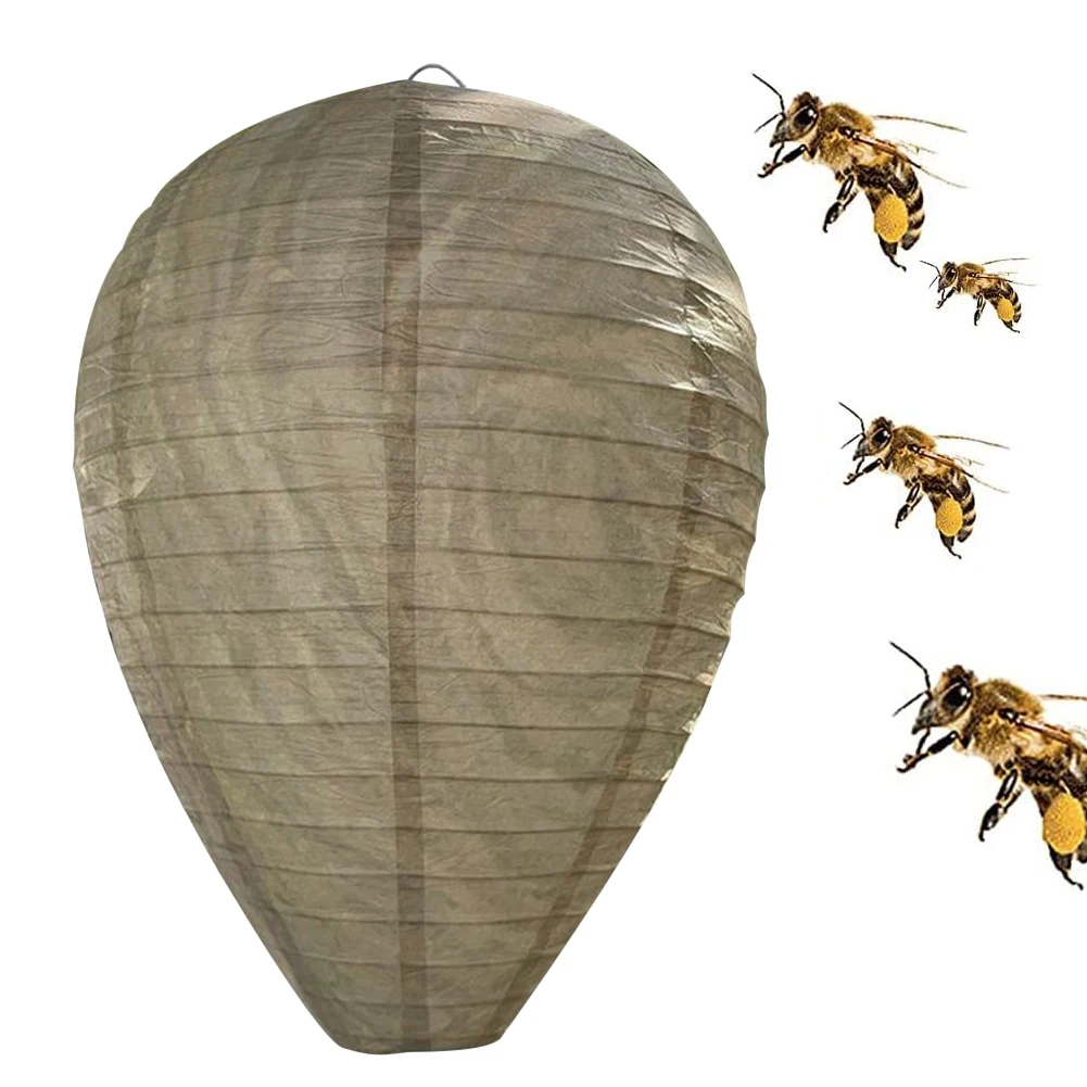 

Hanging Wasp Deterrent Realistic Wasp Repellent Paper Repellent Hornets Safe Fake Trap Drive Beehive Lantern for Patio Outdoor