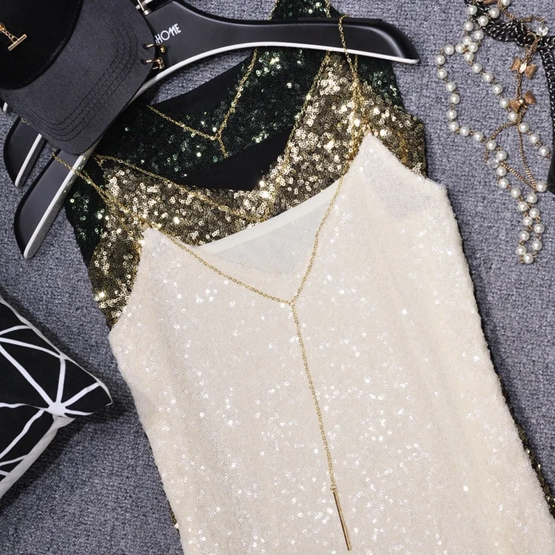 Sparkling Sequins Tank Sexy Party Club Sexy Streetwear  Tank Top Women  All Neon Store Clothes  Y2k Tops  Bustier   Gothic Top
