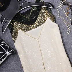 Sparkling Sequins Tank Sexy Party Club Sexy Streetwear Tank Top Women All Neon Store Clothes Y2k Tops Bustier Gothic Top