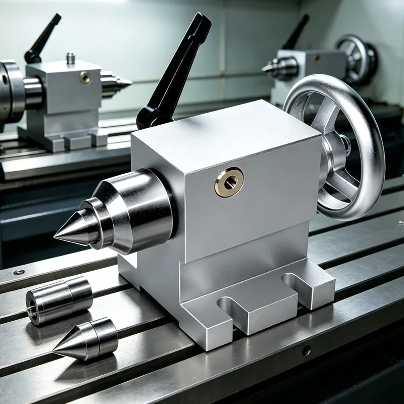 CNC Rotary Axis Movable Waterproof Watertight Short Tailstock for Big Pointed Head Convex Center Height 65mm Lathe Mill Tools