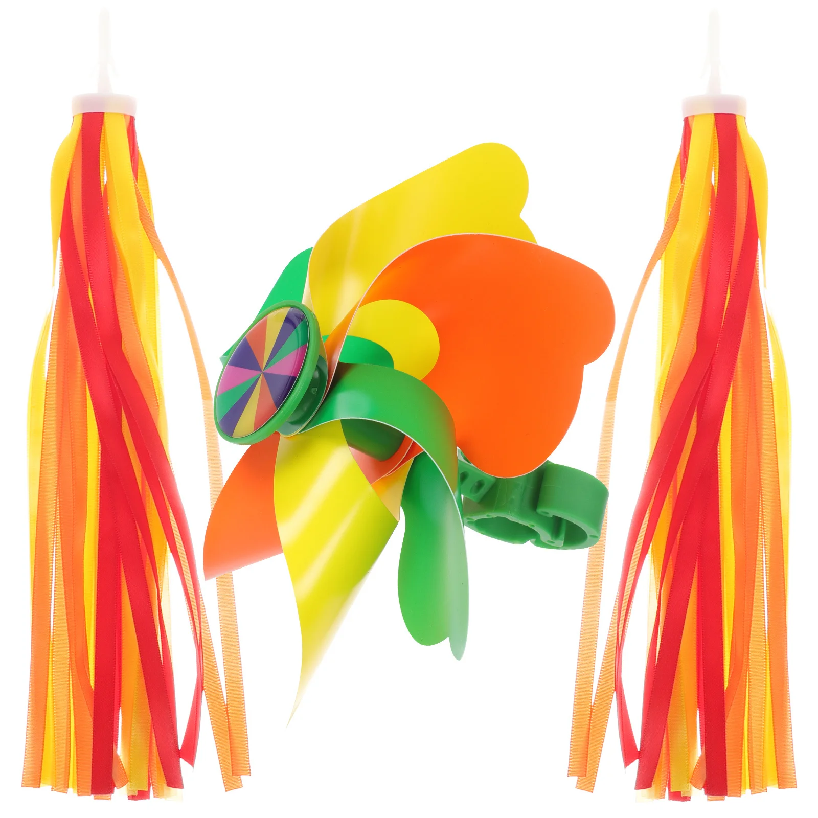 1Set Kids Scooter Bike Handlebar Tassel Ribbon Pinwheel Plastic Streamers Colorful Rotating Kids Bike Decor Accessories