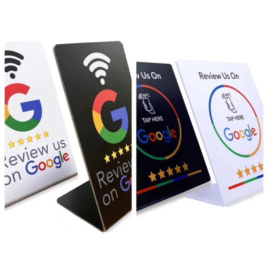 200 قطعة PVC Google Reviews قوس 13.56 ميجا هرتز قابل للبرمجة NFC Google Review عرض موقف الجدول