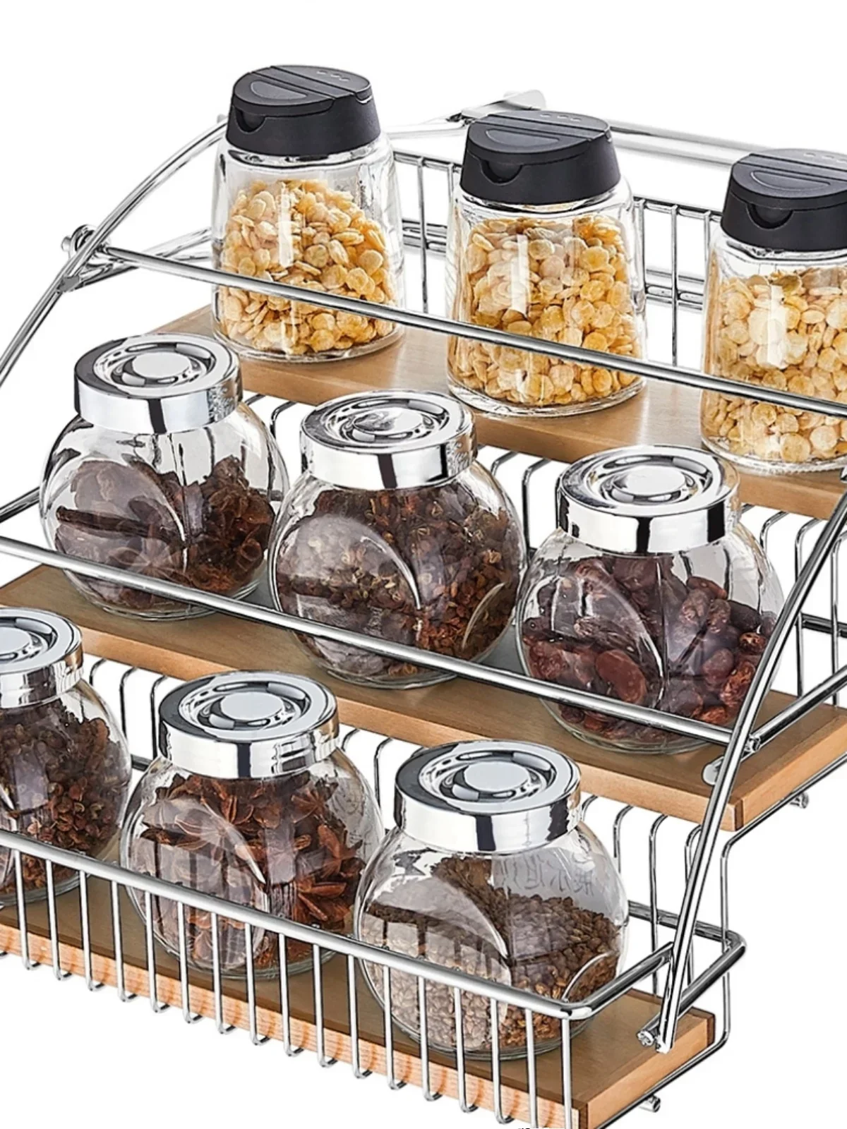 

Hanging cabinet pull-down basket seasoning storage rack, lifting nail free storage rack