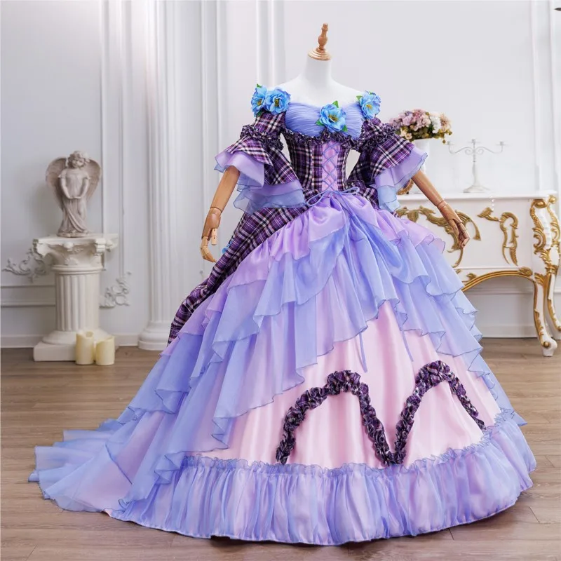 Heavy industry trailing checkered performance travel photo shoot tea party dress