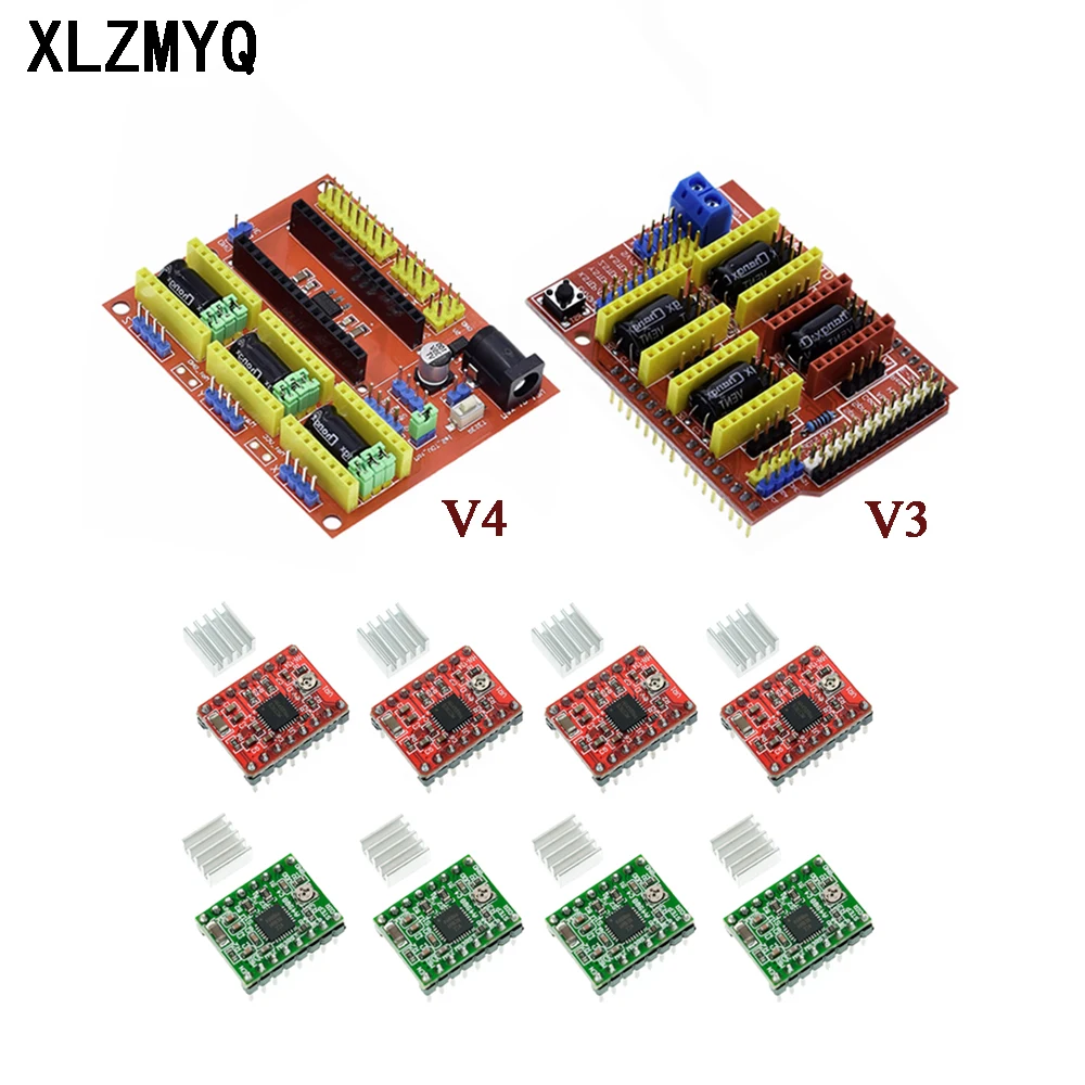 CNC Shield V3 V4 Engraving Machine / 3D Printer / + A4988 Stepper Motor Driver Expansion Board For Arduino DIY Kit