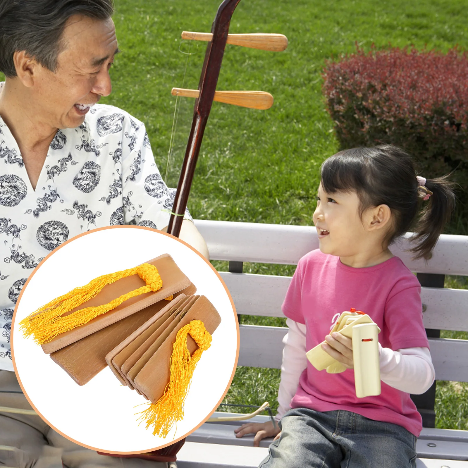 

2Pcs Chinese Kuaiban Bamboo Clappers Traditional Handheld Percussion Instrument Festival Performance Props Folk Music Drama Rap