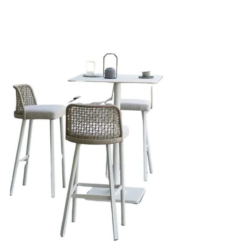 Villa Bar Chair Furniture Leisure Garden Patio One Table Four Chairs Waterproof Sunscreen Backrest Rattan
