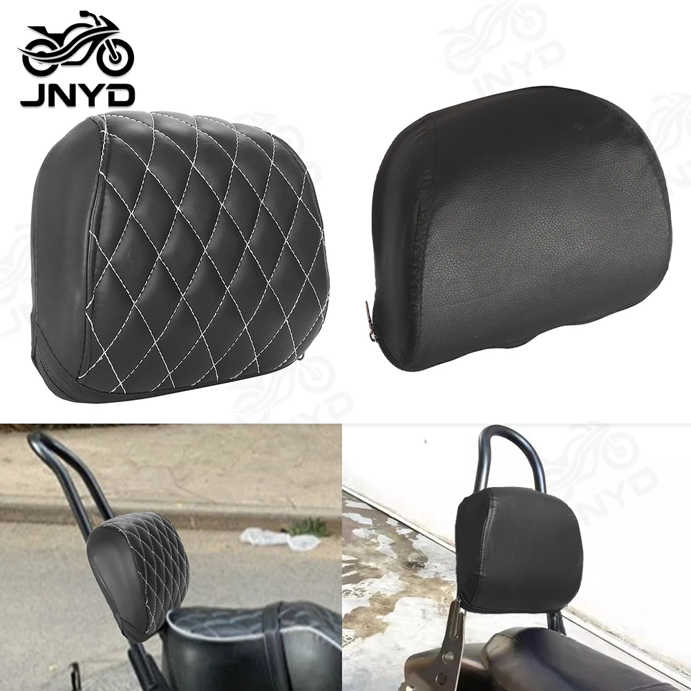 JNYD Motorcycle Black PU Leather Sissy Bar Backrest Cushion Back Pad For Harley Sportsters XL883 XL1200 883 1200 48 2004-UP