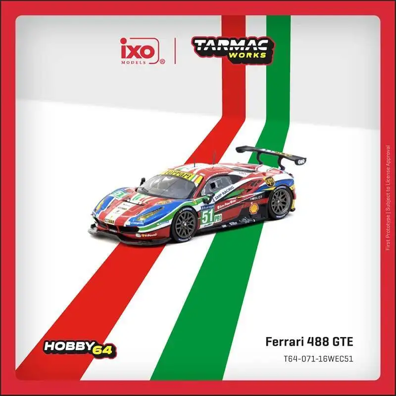 In Stock Tarmac Works 1:64 488 Ferrari GTE 24h Of Le Mans 2016 Diecast Car Model Collection Toys TW
