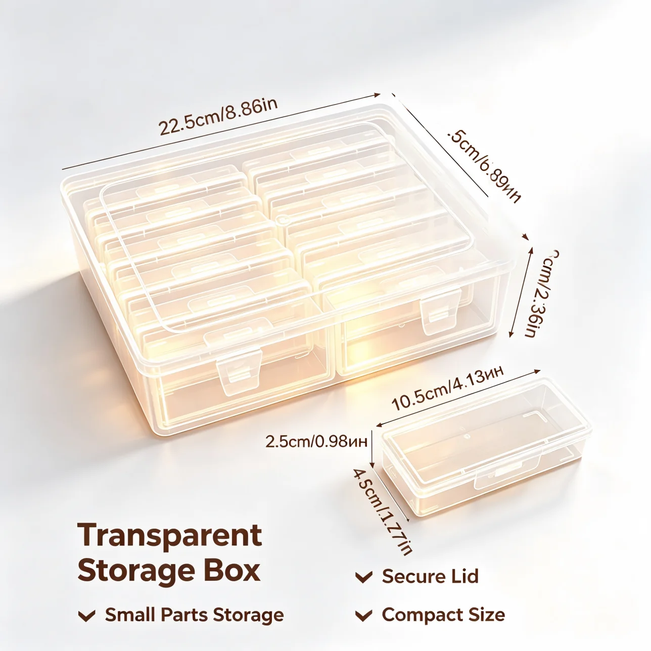 Rectangular Storage Box with 6/8/12 Compartments Organizer for Craft Materials Fuse Beads Beads Jewelry Clear Plastic Dividers