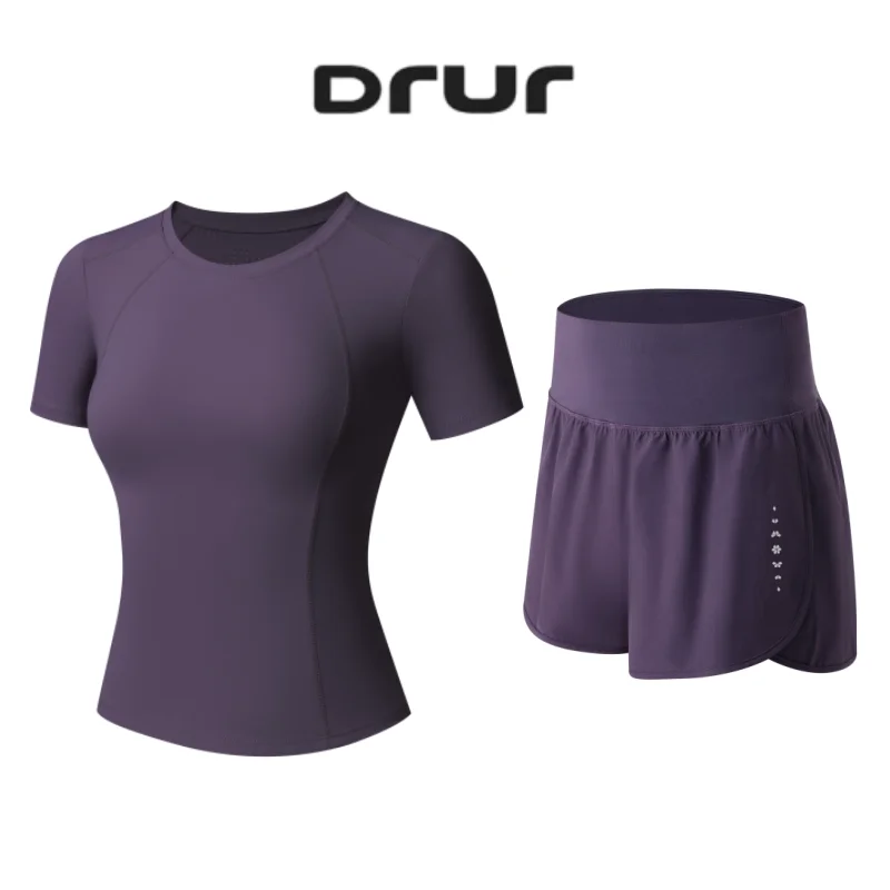 

Комплекты для йоги DRUR: женские летние спортивные костюмы из 2 предметов – облегающие топы с коротким рукавом и шорты для бега и тренировок в зале