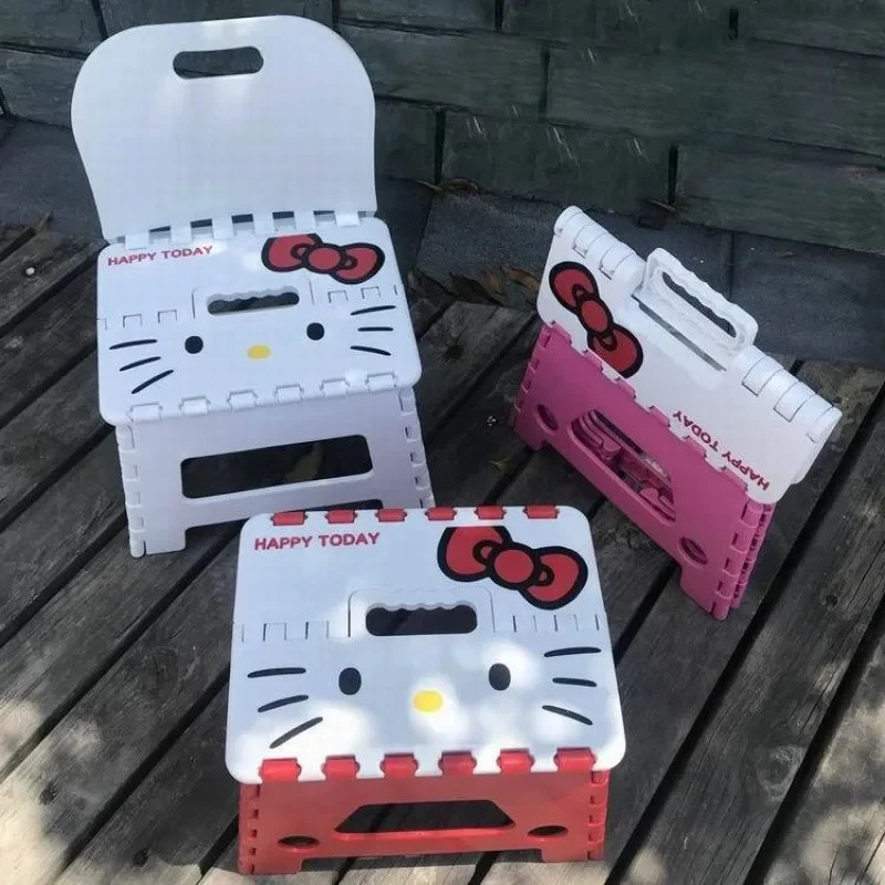 

Children Thick Folding Stool Plastic Cartoon KT Cat Chair Small Household Anti Slip Environmentally Friendly Storage Stool