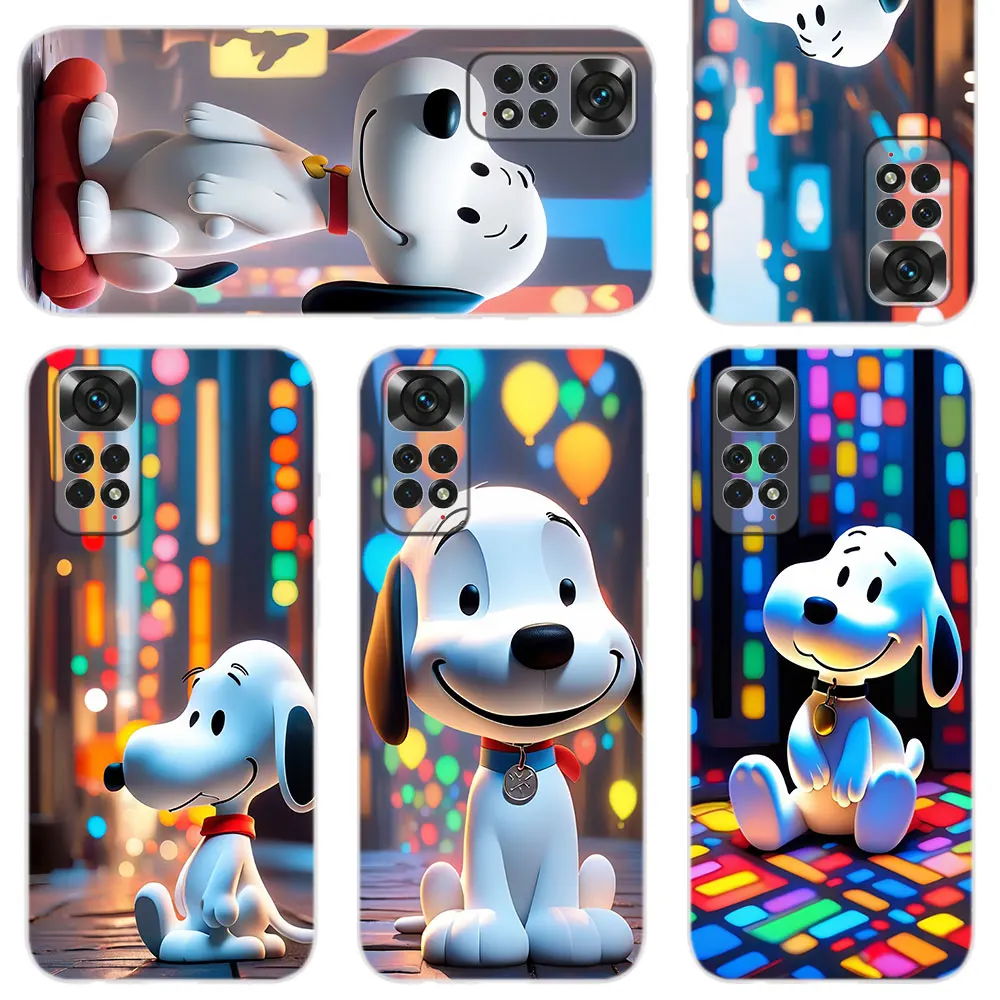 Phone Case For Xiaomi Redmi Note 11 10 9 8 7 6 Pro Max 8T 9T Lite 4G 5G Silicone Cover Cartoon Snoopy