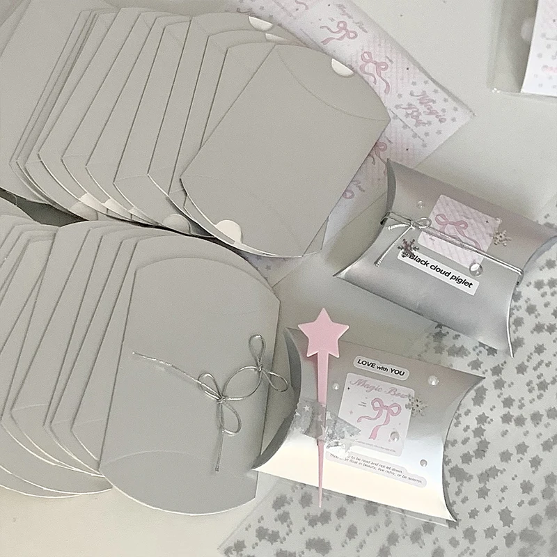 Silver Color Paper Jewelry Box Blank Blind Bag Packaging Earring Necklaces Rings DIY Christmas Hollween Wrapping Wholesale