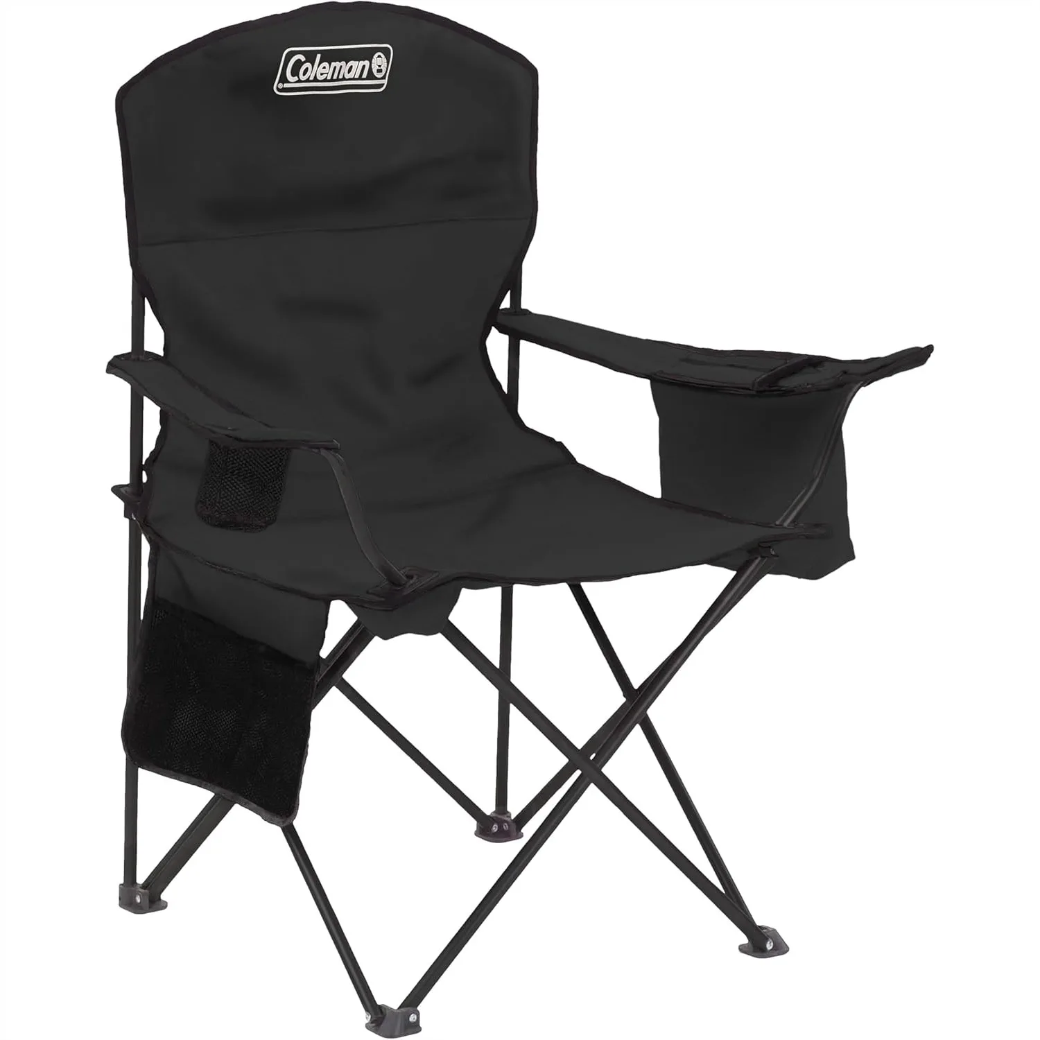 

Portable Camping Chair with Cooler, Cushioned Seat & Back, Side Pockets, Cup Holder, Carry Bag for Camping Tailgating