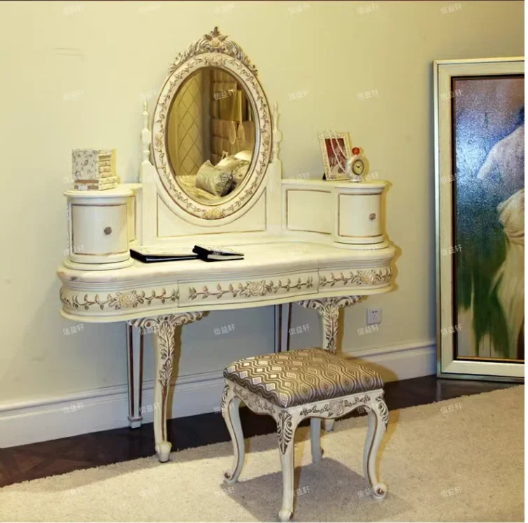 European style solid wood dressing table Italian French luxury princess makeup table villa palace furniture