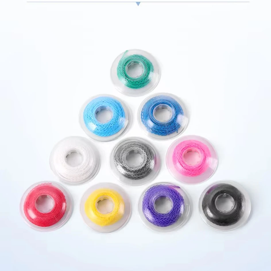 GULPOOE 1 Roll Orthodontic Elastic Rubber Power Chain Colored Rubber Band Long Short Closed Dental Orthodontic Materials