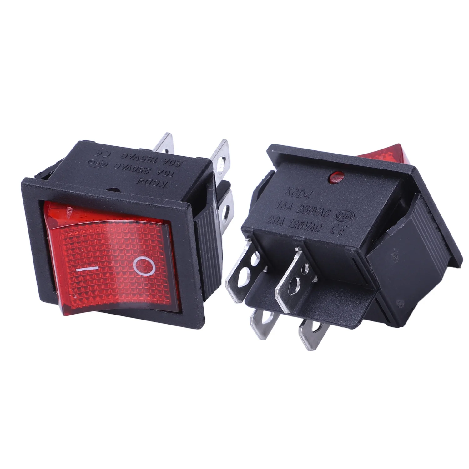ABDX-5 x Red Illuminated Light On/Off DPST Boat Rocker Switch 16A/250V 20A/125V