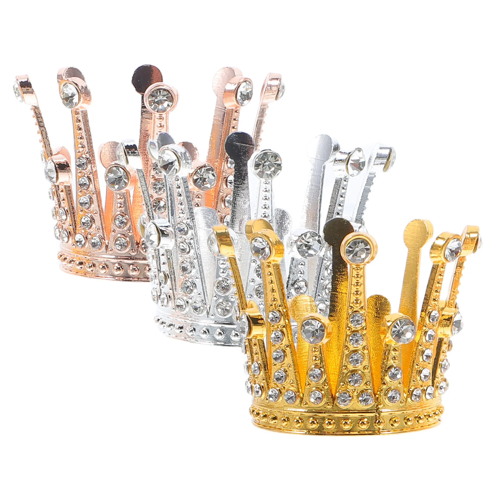 

3Pcs Mini Alloy Rhinestone Crowns Elegant Cake Decorations Birthday Wedding Anniversary Flower Bouquet Crowns Crown Ornaments