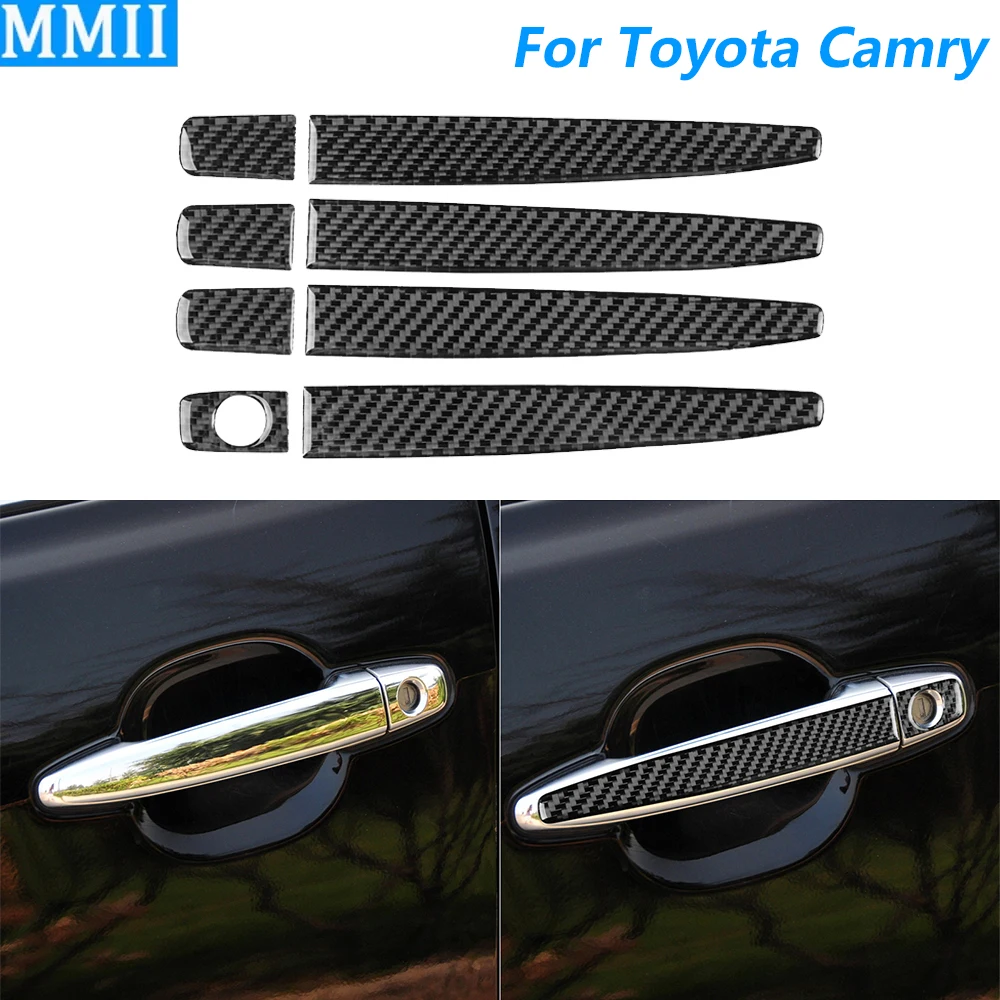 

Для Toyota Camry 2006-2011: накладка на панель переключателей внешних дверных ручек из углеродного волокна, аксессуар для автомобиля, наклейка