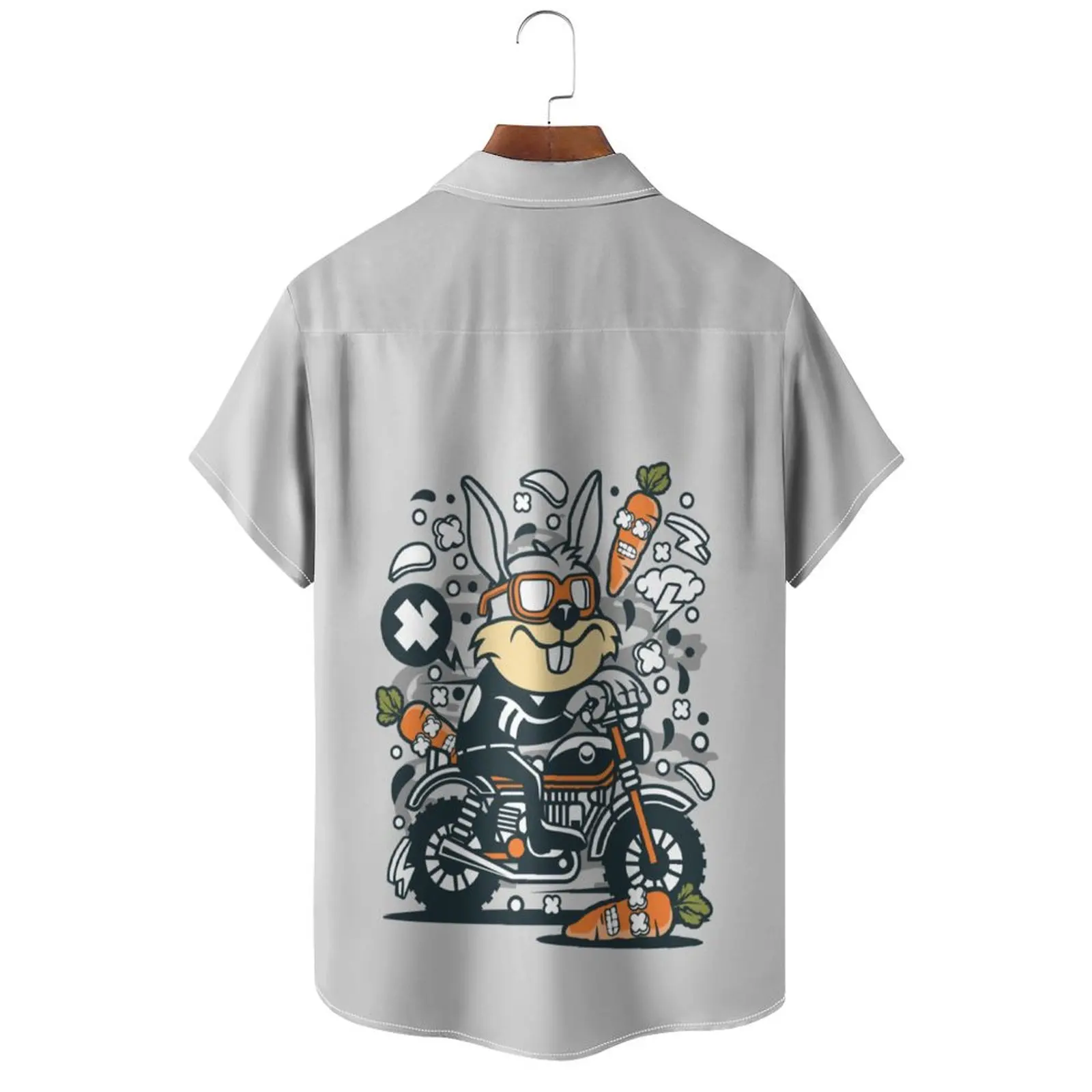 Rabbit Motocross Men Tee Illustration  Shirt Casual Male Tops Mens Clothing Streetwear t-shirt Men t-shirts White  Shirt summer