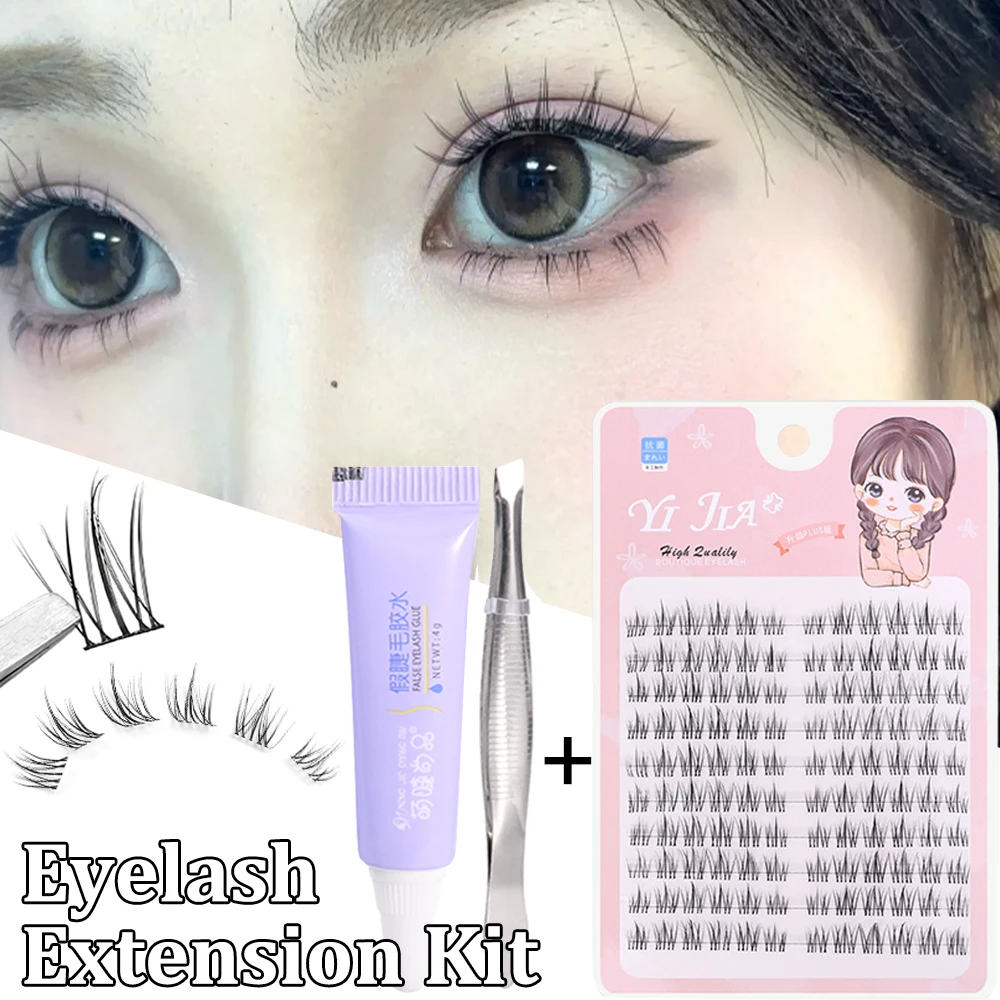 Manga Natural Individual Lashes Soft Thick Wispy False Eyelash Set Lasting Eyelash Extension Daily Makeup Lash Cluster Kits Tool