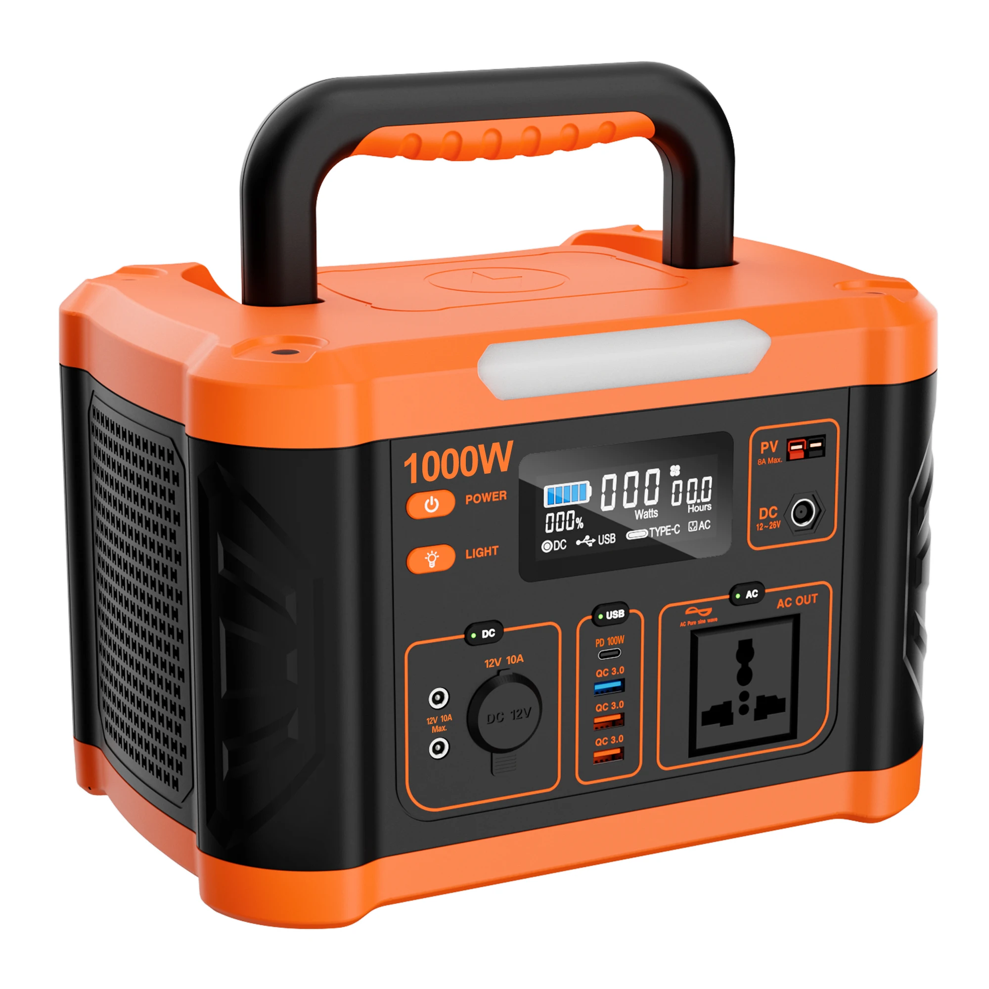 Outdoor 1000w Power Bank 110v 220v Ternary Lithium Battery High Capacity Portable Solar Power Station With Wireless Charging
