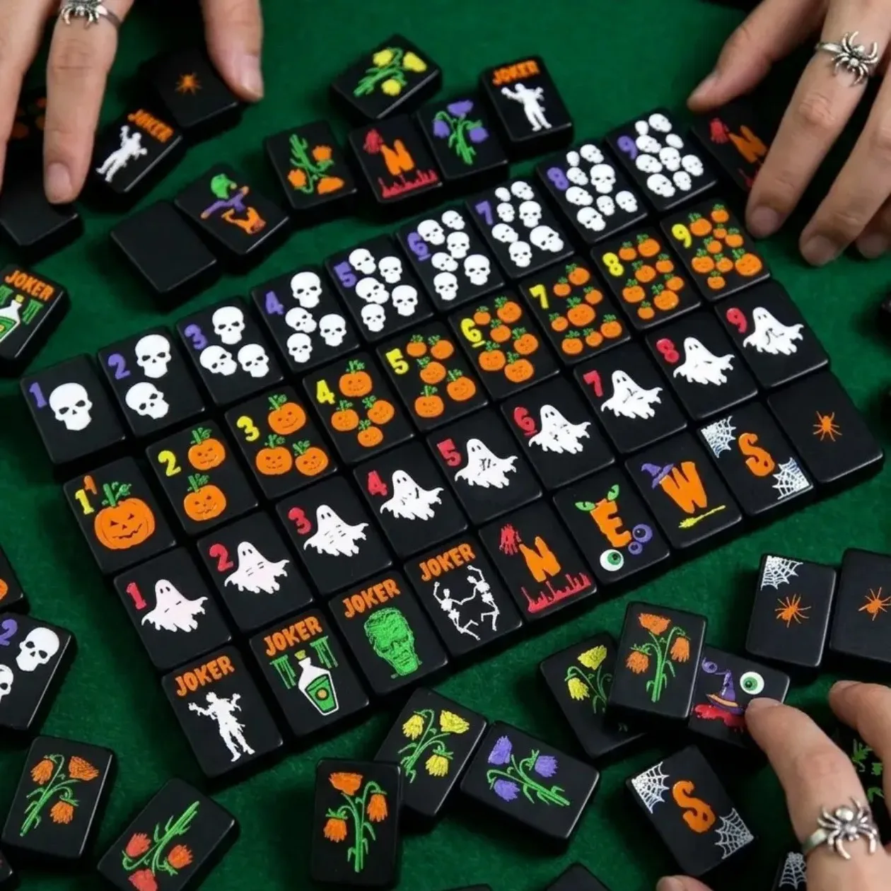 Halloween single layer black hand-painted American acrylic 30 mahjong tiles America Mahjong Tiles