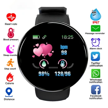 Novo relógio inteligente das mulheres dos homens pulseira inteligente led d18 smartwatch à prova dwaterproof água tela de toque inteligente pulseira reloj inteligente 2022 hombre