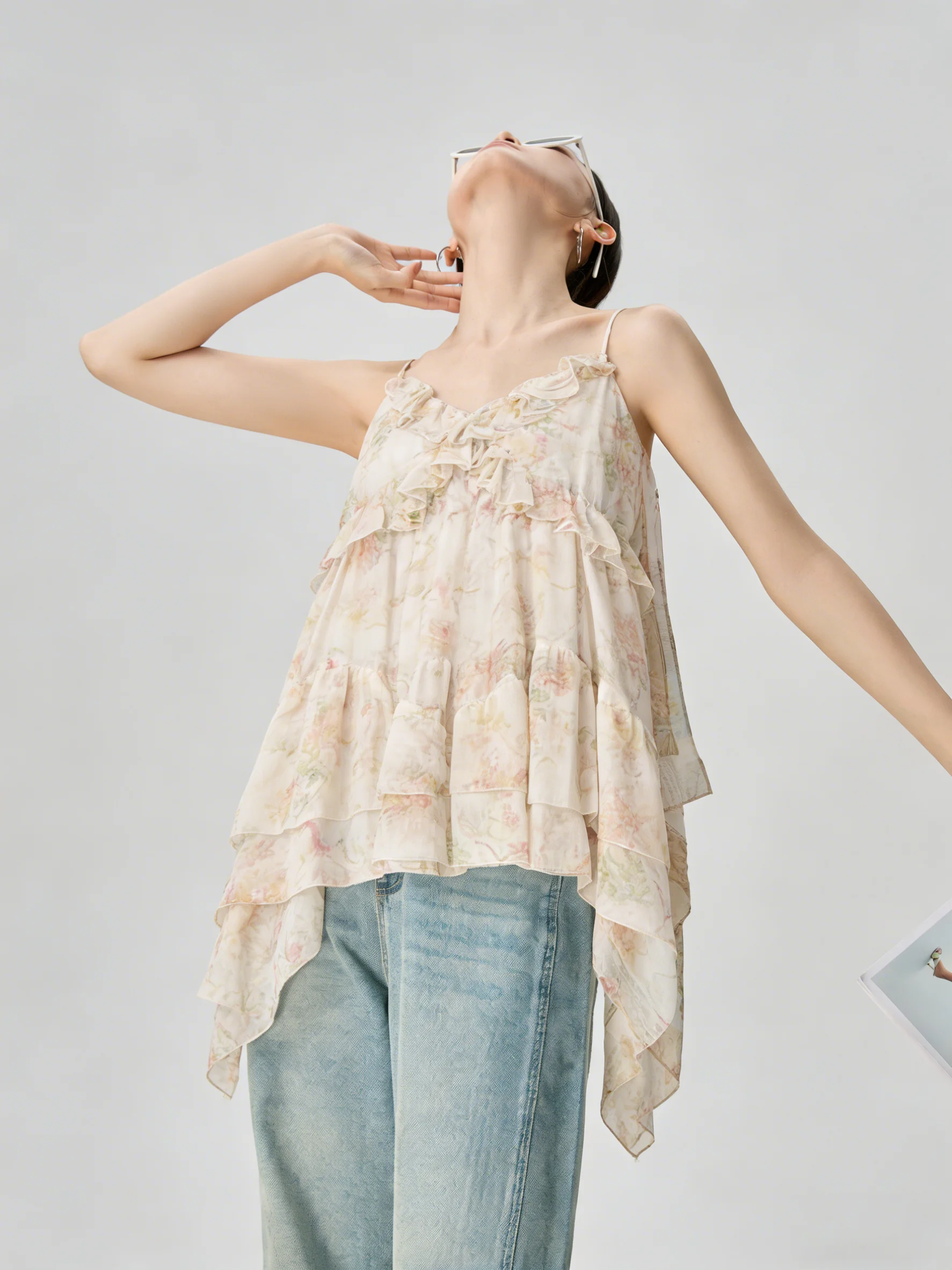 

Новинка 2026: Женский летний пляжный топ без бретелек с цветочным кружевным воротником и принтом, свободный крой, для отпуска и повседневной носки