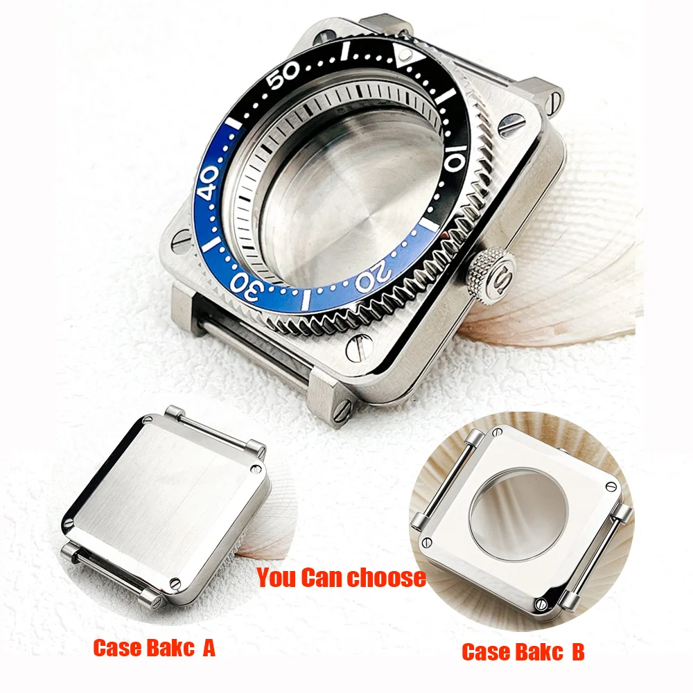 Mod SKX007 Square Pilot Cockpit Watch Case Fit for NH34 NH35 NH36 4R Movement Sapphire Crystal Glass SRPD Watch Cases